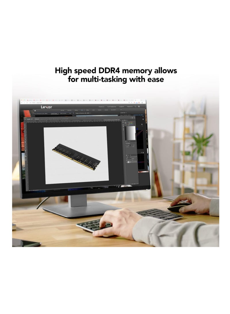 ليكسار ذاكرة وصول عشوائي 8 جيجا بايت، ذاكرة سطح المكتب DDR4 3200 ميجا هرتز UDIMM للمستخدمين اليومي، ترقية الأداء باللون الأسود  - Image 3
