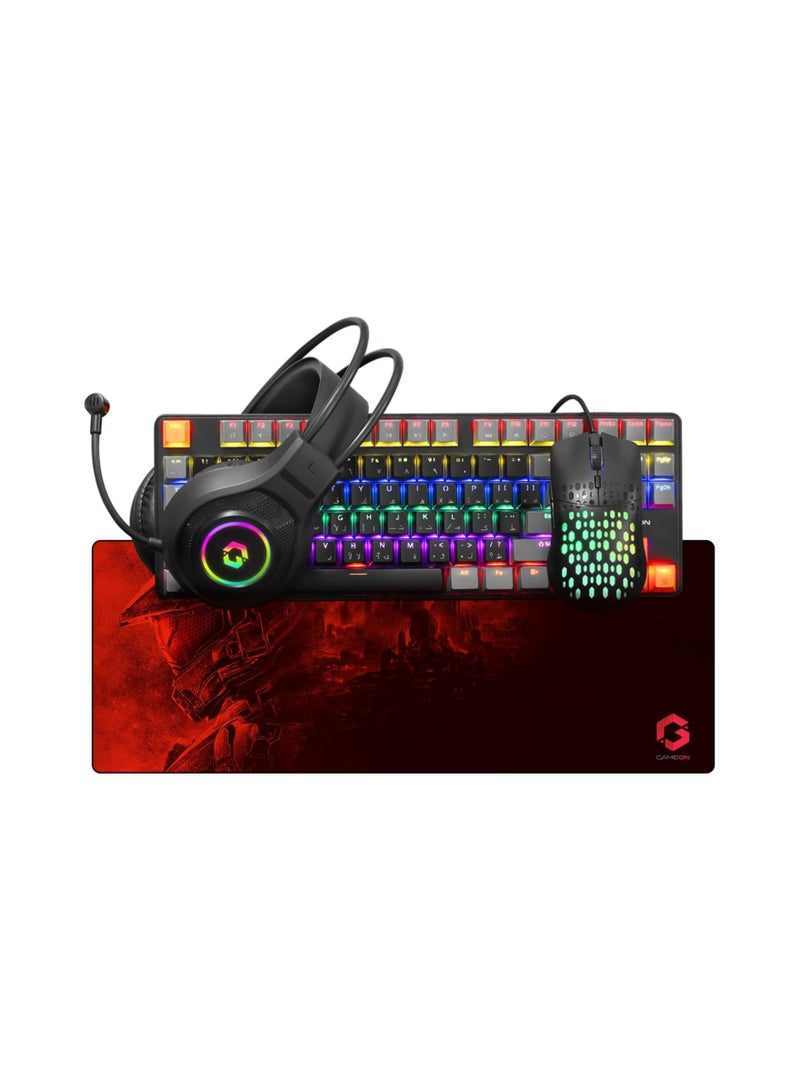 GameOn VIPER X All-In-One Gaming Bundle (Mechanical Keyboard, Headset, Mouse & Mousepad) BLACK  - Image 1