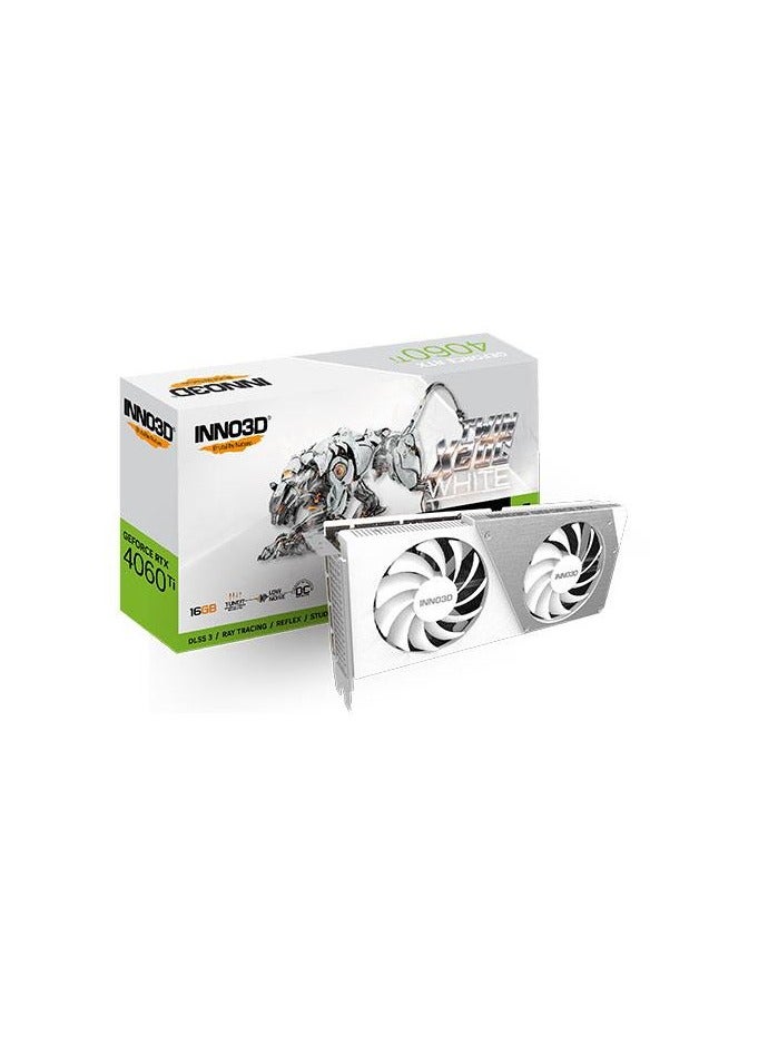 اينو3 دي بطاقة رسومات Geforce RTX 4060 Ti سعة 16 جيجابايت Twin X2 OC باللون الأبيض  - Image 1