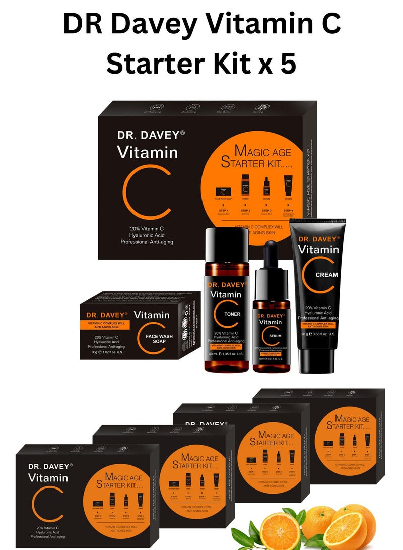 دكتور دافي مجموعة العناية الكاملة بالوجه من فيتامين سي في 5 قطع - Image 1