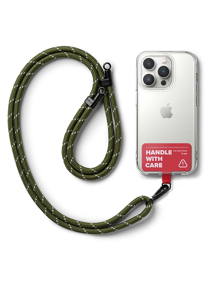 Ringke Holder Link Strap Designed With Adjustable Sturdy Universal Lanyard For Camera And Phone Case - Khaki/White Tarpaulin Red - Image 1
