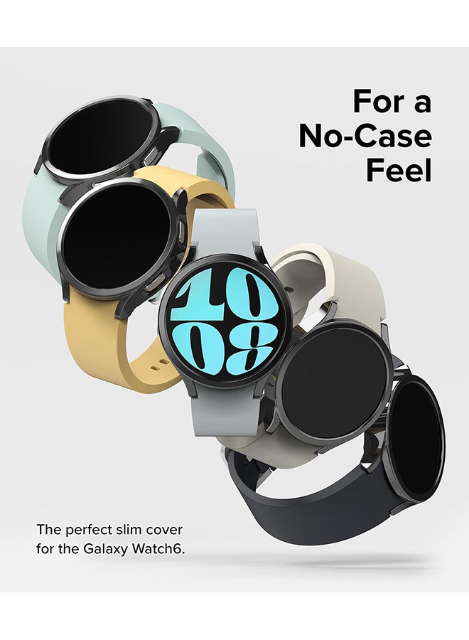 Ringke Slim Case 2 Pack For Samsung Galaxy Watch 6 44mm, 6 Bezel Frame Only Premium Lightweight PC Hard Thin Cover- Clear + Dark Chrome Multicolour  - Image 4