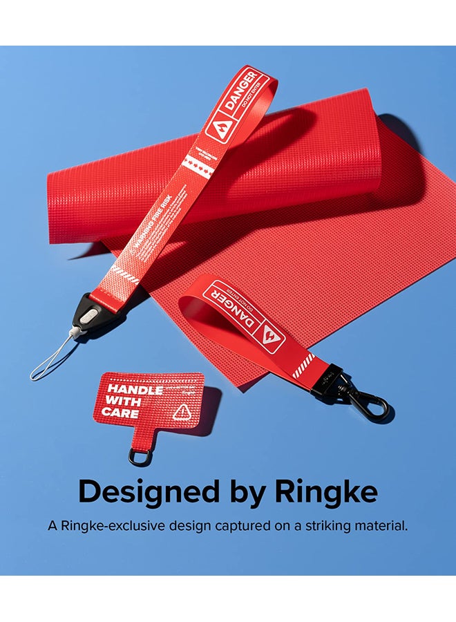 Ringke Holder Link Strap Designed With Adjustable Sturdy Universal Lanyard For Camera And Phone Case - Pink Tarpaulin Red - Image 5
