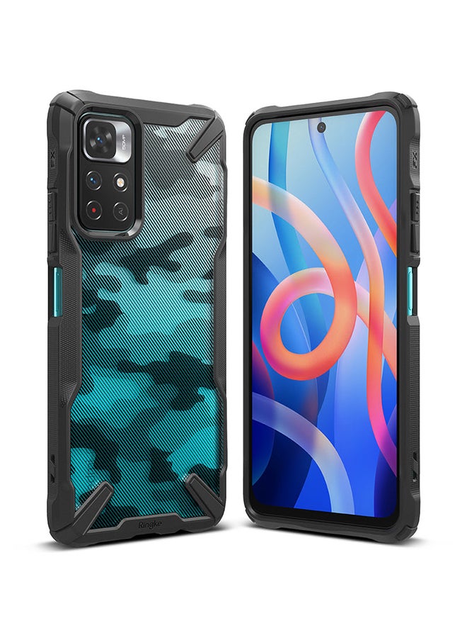 Ringke Fusion-X For Redmi Note 11S 5G / Redmi Note 11T 5G / Poco M4 Pro 5G / Note 11 Back Cover Case Transparent Hard Back Soft Flexible TPU Bumper Scratch Resistant Phone Case Camo Black - Image 1