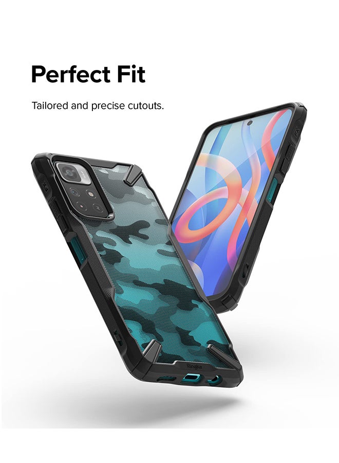 Ringke Fusion-X For Redmi Note 11S 5G / Redmi Note 11T 5G / Poco M4 Pro 5G / Note 11 Back Cover Case Transparent Hard Back Soft Flexible TPU Bumper Scratch Resistant Phone Case Camo Black - Image 3