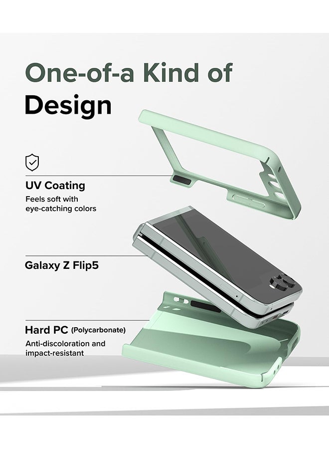 Ringke Slim Case For Samsung Galaxy Z Flip 5, Non-Yellowing Transparent Hard PC Thin Premium Lightweight Protective Phone Cover - Mint Light Green - Image 3