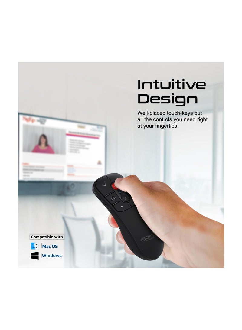 PROMATE - Wireless Presenter, Compact 2-in-1 Type-C™ and USB PPT Presenter Laptop Clicker with 50m Range Laser Pointer, 2.4GHz RF Transmission, 10m Range and Functional Buttons for MacBook Pro, Dell XPS Black - Image 1