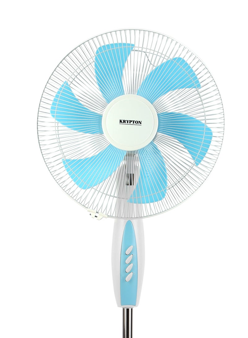 KRYPTON Stand Fan 3 Speed 6 Leaf blade Horizontal oscillation Adjustable height and tilt setting  50 W KNF6436 White/Blue  - Image 2