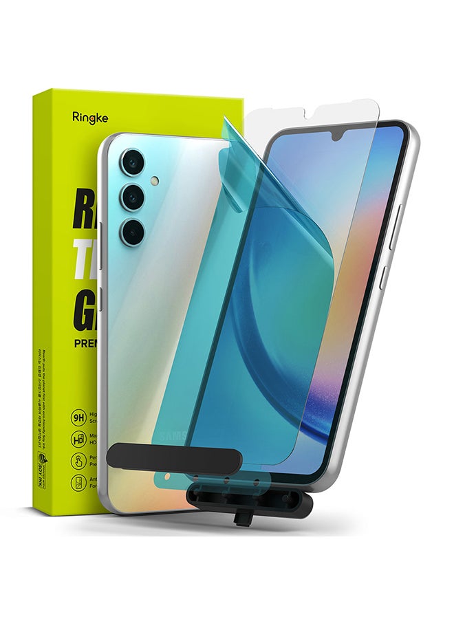 Ringke Full Cover Tempered Glass For Samsung Galaxy A34 Screen Protector Premium 9H Hardness Shatterproof Coverage With Installation Kit- 2 Pack Clear  - Image 1