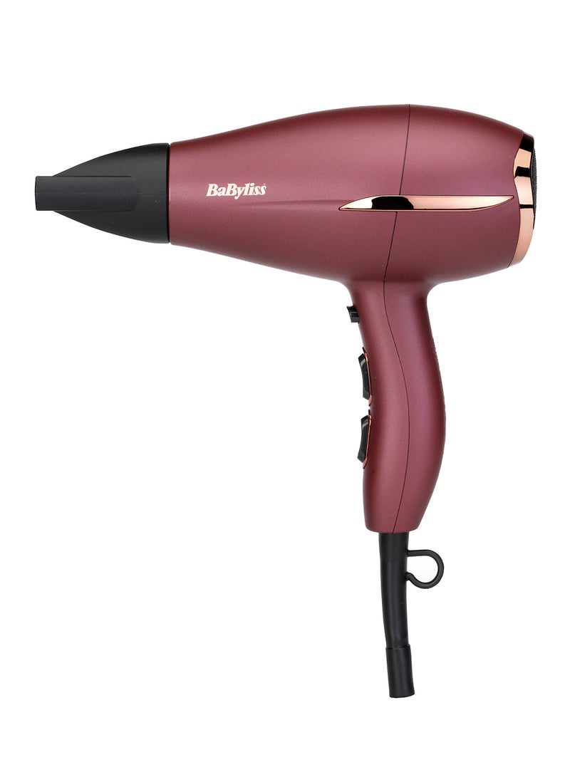 BaByliss International Version Babyliss Hair Dryer Lightweight 2200W, Smooth Ultra-Fast Shine Boosting Power Drying, 3 Heat 2 Speed Settings With Cool Shot Berry Crush, 5 Year Guarantee - 5753Psde Berry Crush - Image 1