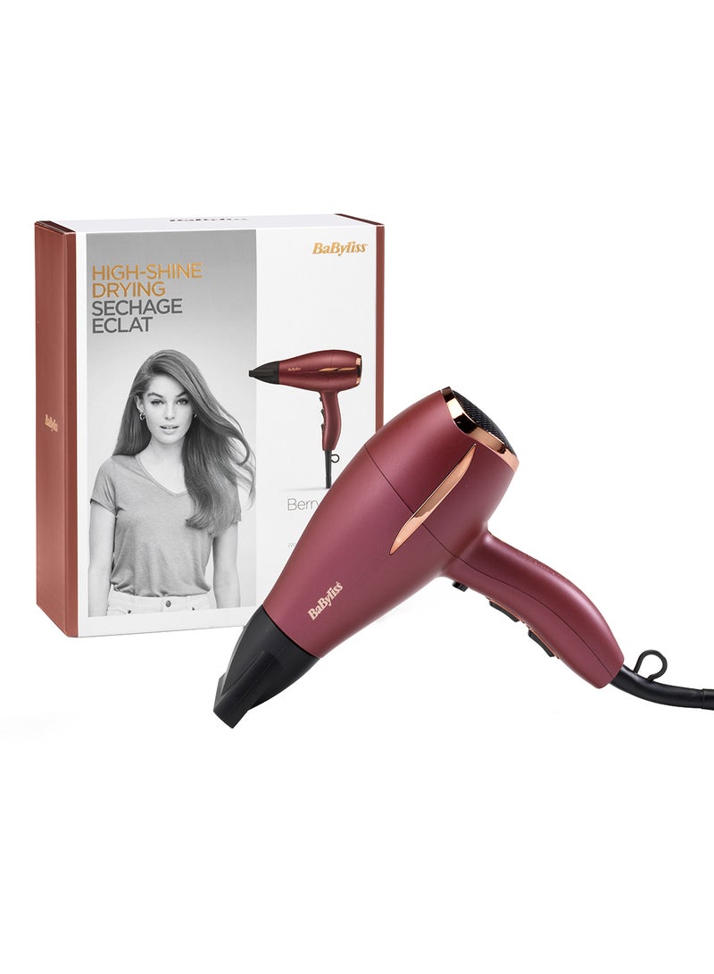 BaByliss International Version Babyliss Hair Dryer Lightweight 2200W, Smooth Ultra-Fast Shine Boosting Power Drying, 3 Heat 2 Speed Settings With Cool Shot Berry Crush, 5 Year Guarantee - 5753Psde Berry Crush - Image 2
