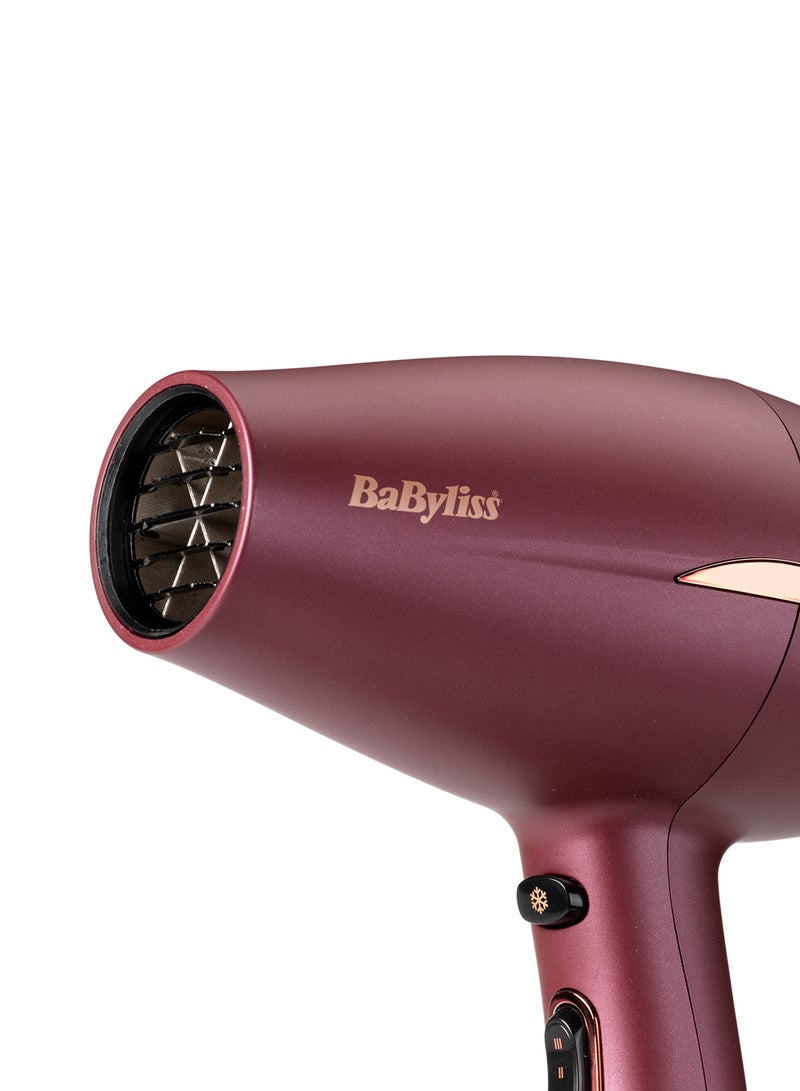 BaByliss International Version Babyliss Hair Dryer Lightweight 2200W, Smooth Ultra-Fast Shine Boosting Power Drying, 3 Heat 2 Speed Settings With Cool Shot Berry Crush, 5 Year Guarantee - 5753Psde Berry Crush - Image 5