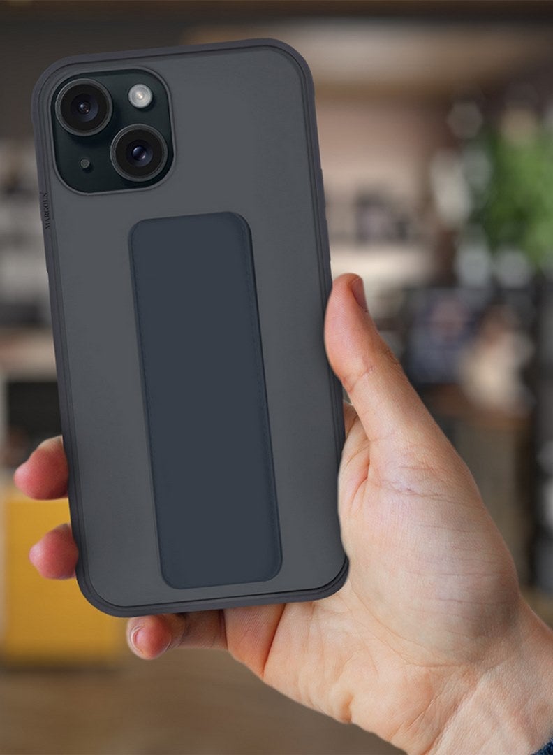 مارجون iPhone 15 Case Premium PU Leather Case With Stand Function Shockproof And Anti Scratch Finger Grip Case Cover Blue - Image 2