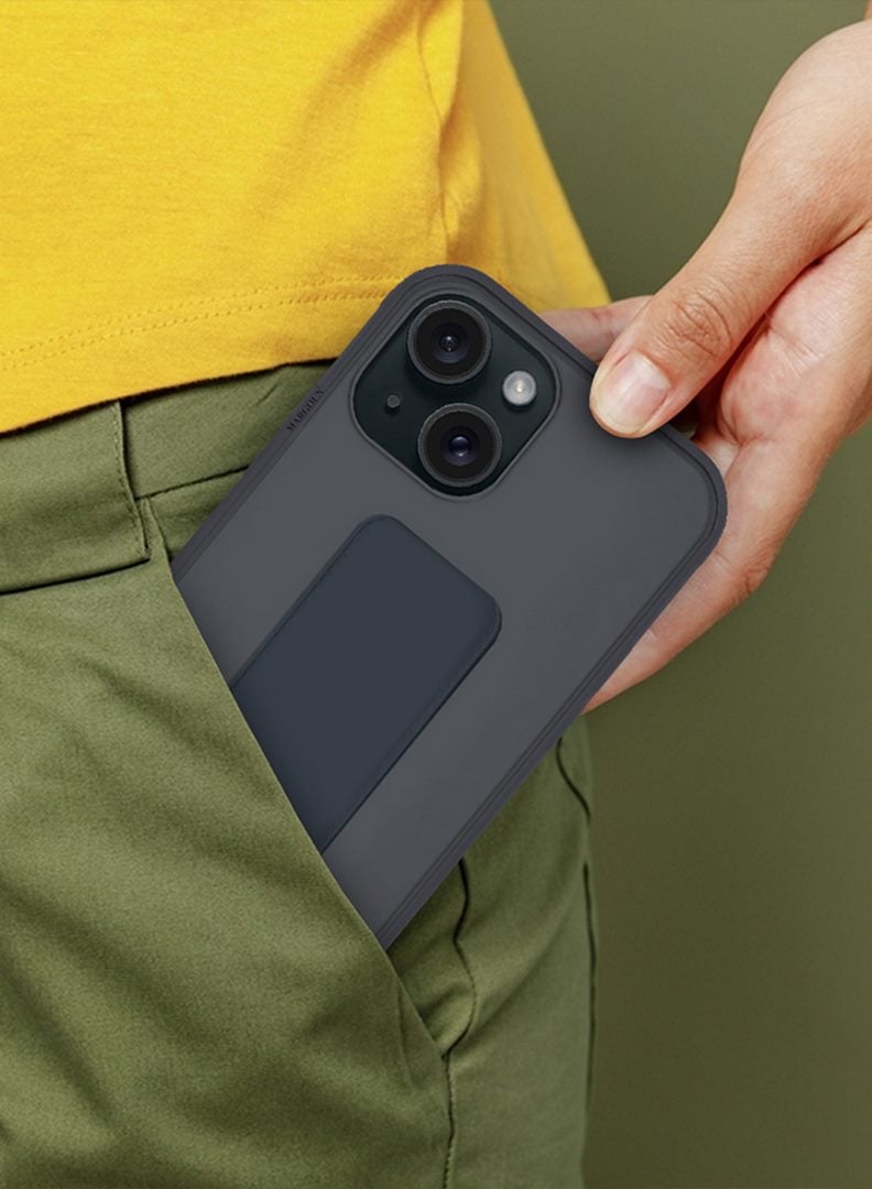 MARGOUN iPhone 15 Plus Case Premium PU Leather Case With Stand Function Shockproof And Anti Scratch Finger Grip Case Cover Blue - Image 3