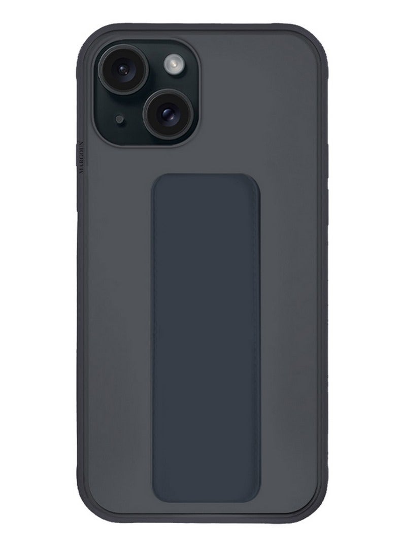 MARGOUN iPhone 15 Plus Case Premium PU Leather Case With Stand Function Shockproof And Anti Scratch Finger Grip Case Cover Blue - Image 1