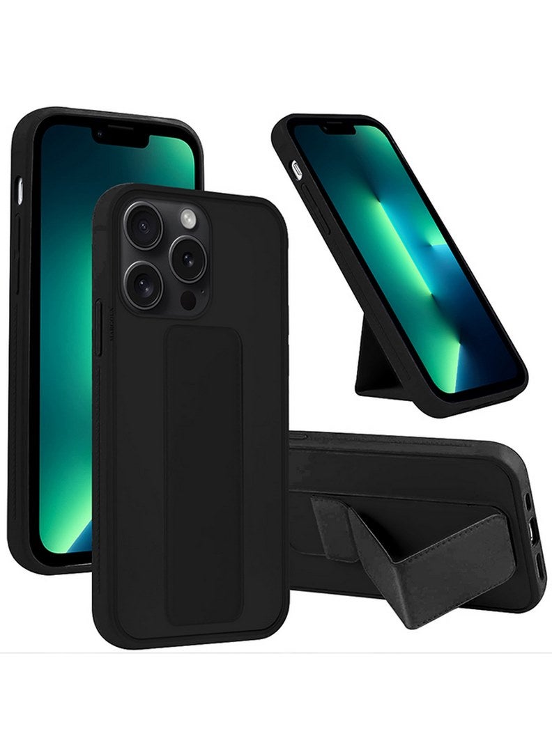 MARGOUN iPhone 15 Pro Max Case Premium PU Leather Case With Stand Function Shockproof And Anti Scratch Finger Grip Case Cover Black  - Image 4