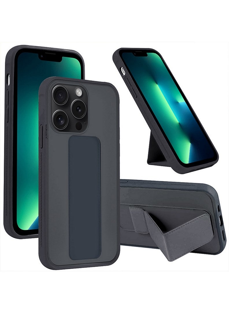 iPhone 15 Pro Max Case Premium PU Leather Case With Stand Function Shockproof And Anti Scratch Finger Grip Case Cover Blue