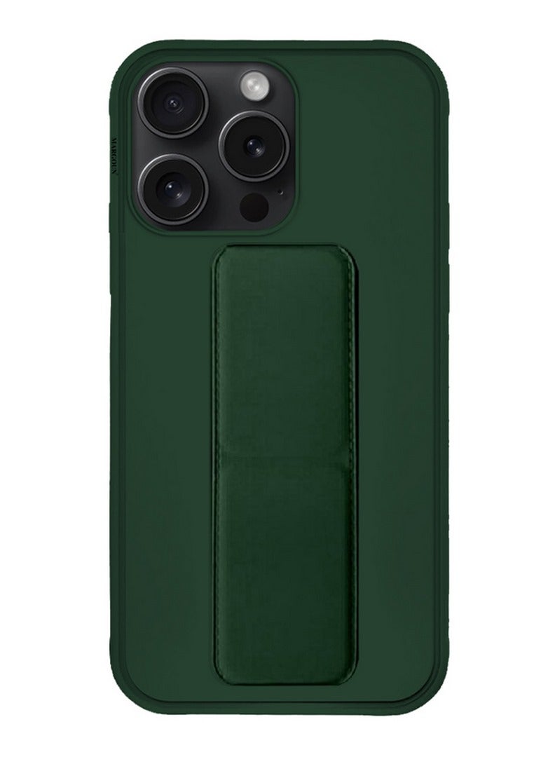 MARGOUN iPhone 15 Pro Max Case Premium PU Leather Case With Stand Function Shockproof And Anti Scratch Finger Grip Case Cover Green - Image 1