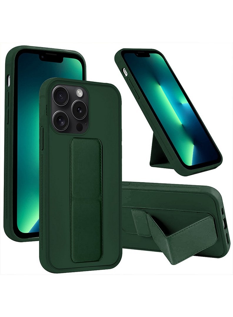 MARGOUN iPhone 15 Pro Max Case Premium PU Leather Case With Stand Function Shockproof And Anti Scratch Finger Grip Case Cover Green - Image 4