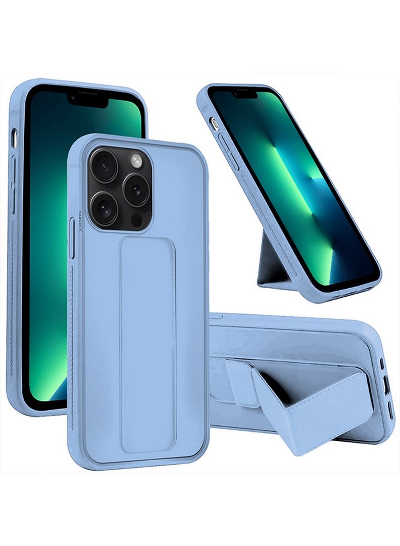 MARGOUN iPhone 15 Pro Max Case Premium PU Leather Case With Stand Function Shockproof And Anti Scratch Finger Grip Case Cover Light Blue - Image 4