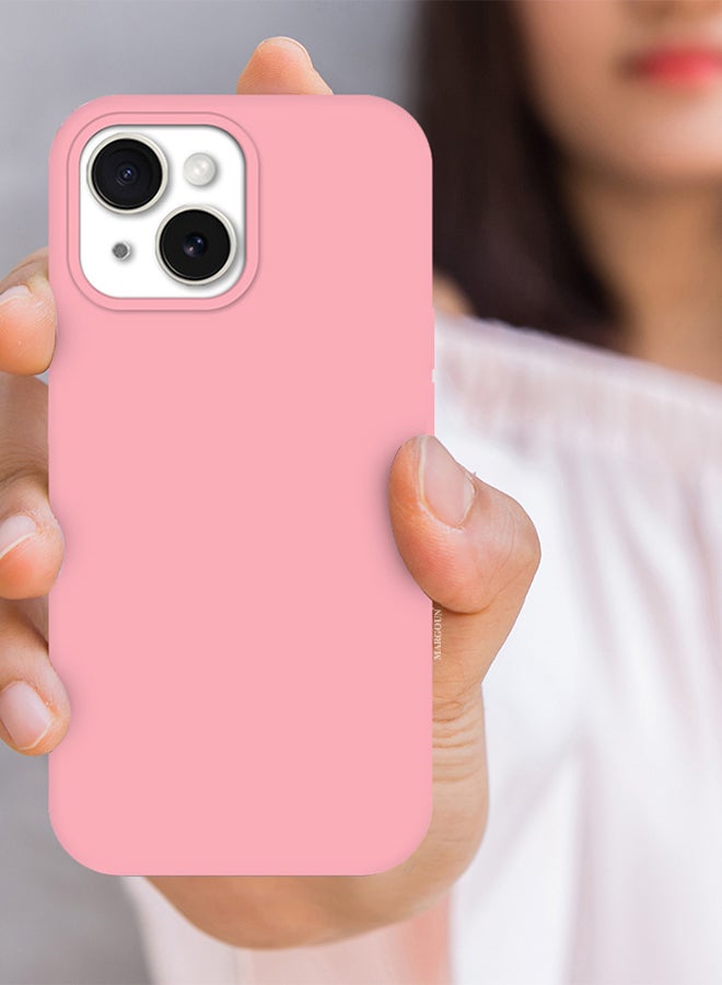 MARGOUN iPhone 15 Silicone Case Cover With MagSafe Durable And Anti Scratch Back Cover Pink - Image 3