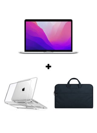 MacBook Pro MNEP3 13-Inch Display : Apple M2 chip with 8-core CPU and 10-core GPU, 256GB SSD With Crystal Clear Case & Sleeve Case English/Arabic Silver - pnsku/N70012317V/45/_/1696782718/d782cf29-facf-410c-b88c-cd6ca5395e80