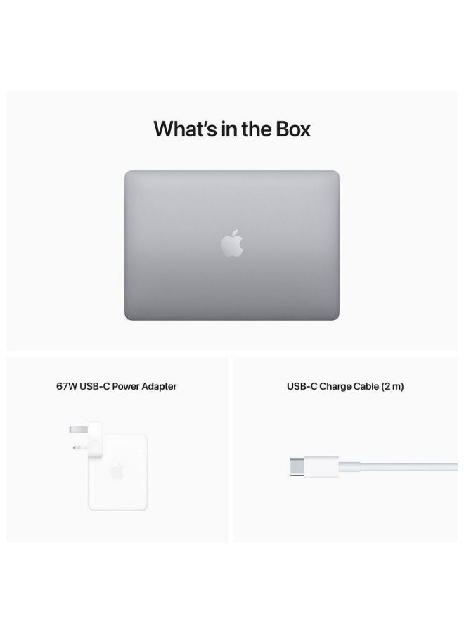 MacBook Pro MNEP3 13-Inch Display : Apple M2 chip with 8-core CPU and 10-core GPU, 256GB SSD With Crystal Clear Case & Sleeve Case English/Arabic Silver
