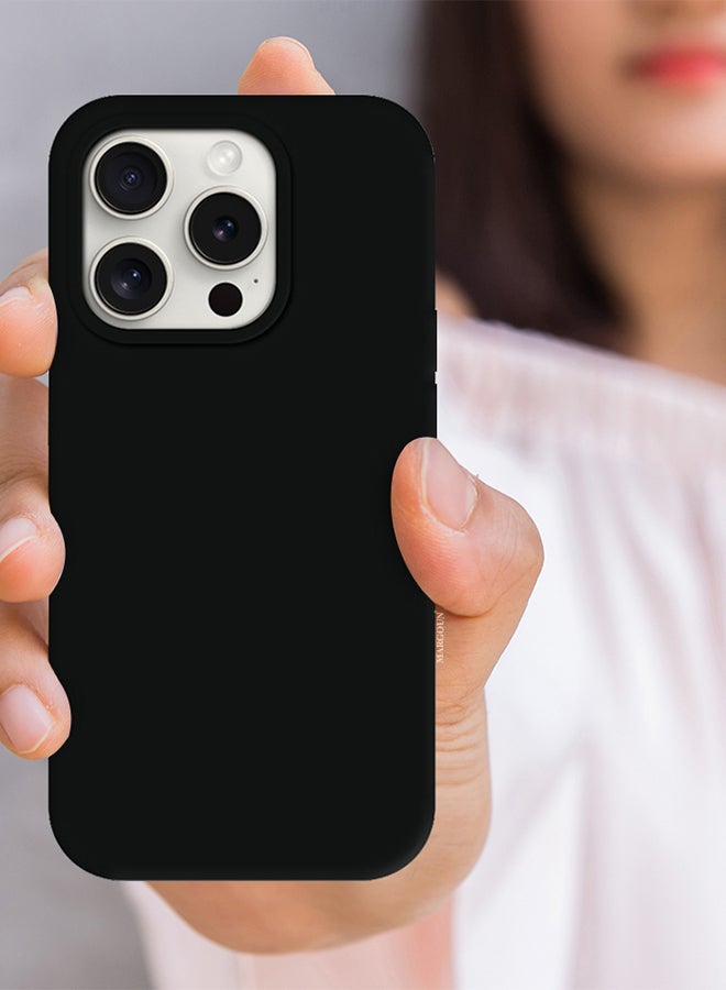 MARGOUN iPhone 15 Pro Silicone Case Cover With MagSafe Durable And Anti Scratch Back Cover Black - Image 3