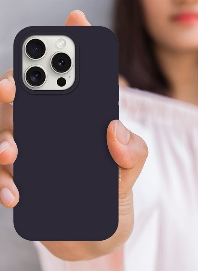 مارجون iPhone 15 Pro Silicone Case Cover With MagSafe Durable And Anti Scratch Back Cover Dark Blue - Image 3