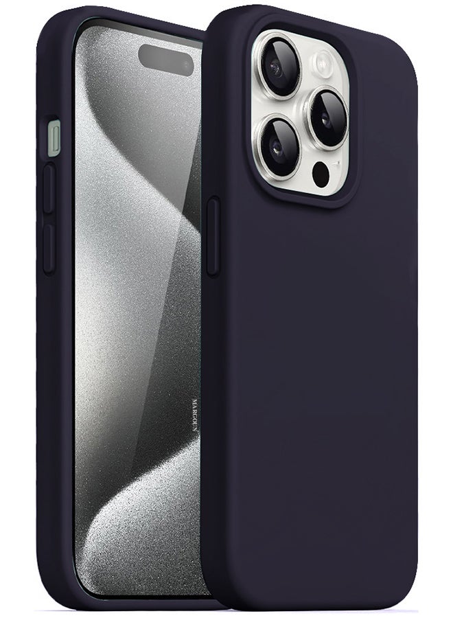 مارجون iPhone 15 Pro Silicone Case Cover With MagSafe Durable And Anti Scratch Back Cover Dark Blue - Image 2