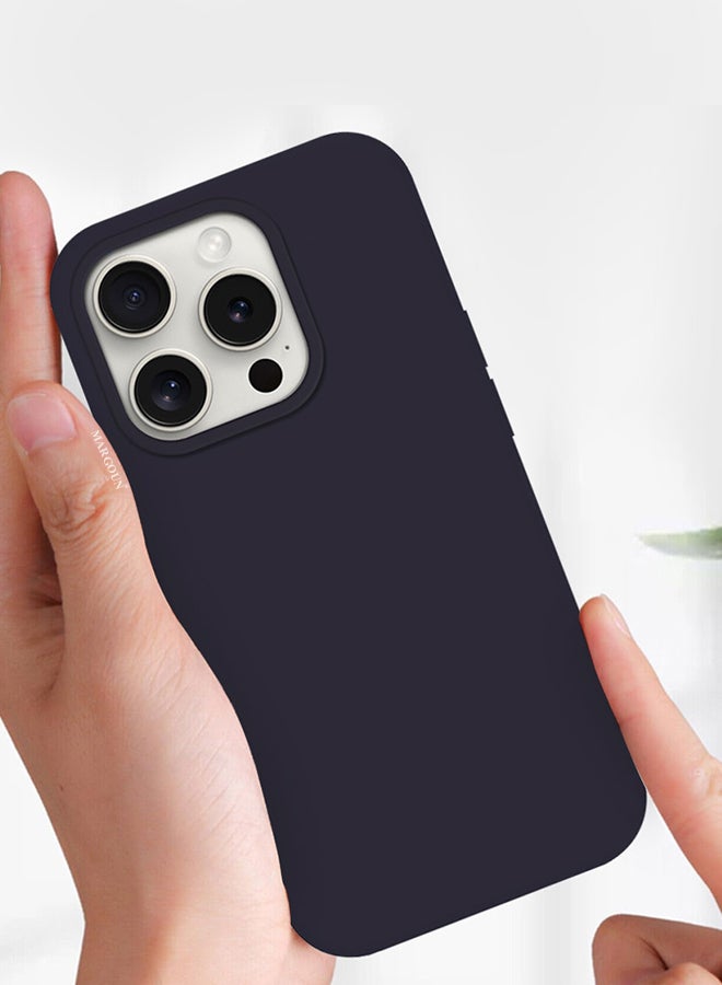 مارجون iPhone 15 Pro Silicone Case Cover With MagSafe Durable And Anti Scratch Back Cover Dark Blue - Image 4