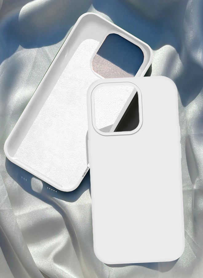 MARGOUN iPhone 15 Pro Silicone Case Cover With MagSafe Durable And Anti Scratch Back Cover White - Image 1
