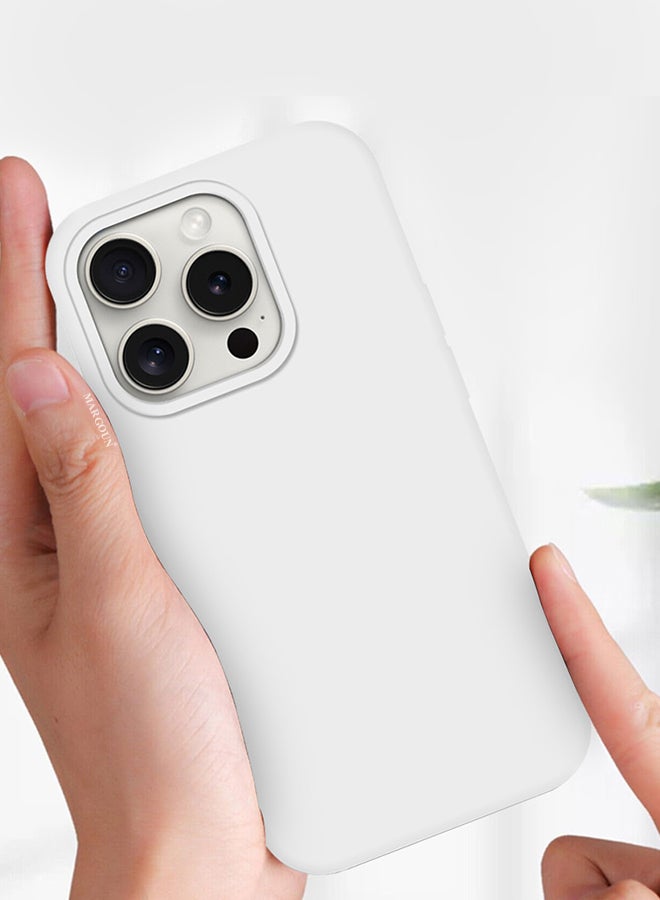 MARGOUN iPhone 15 Pro Silicone Case Cover With MagSafe Durable And Anti Scratch Back Cover White - Image 4