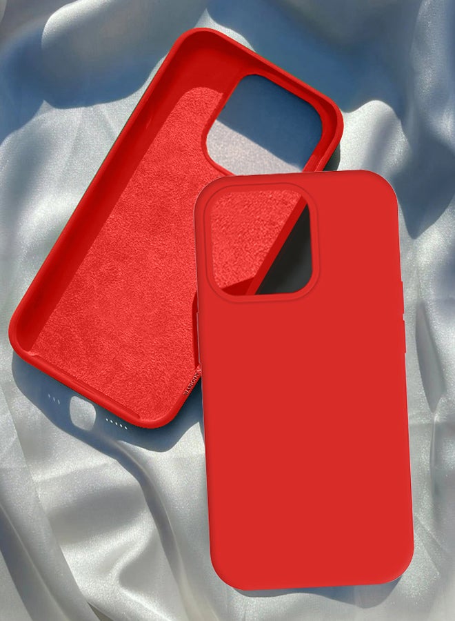 MARGOUN iPhone 15 Pro Silicone Case Cover With MagSafe Durable And Anti Scratch Back Cover Red - Image 1