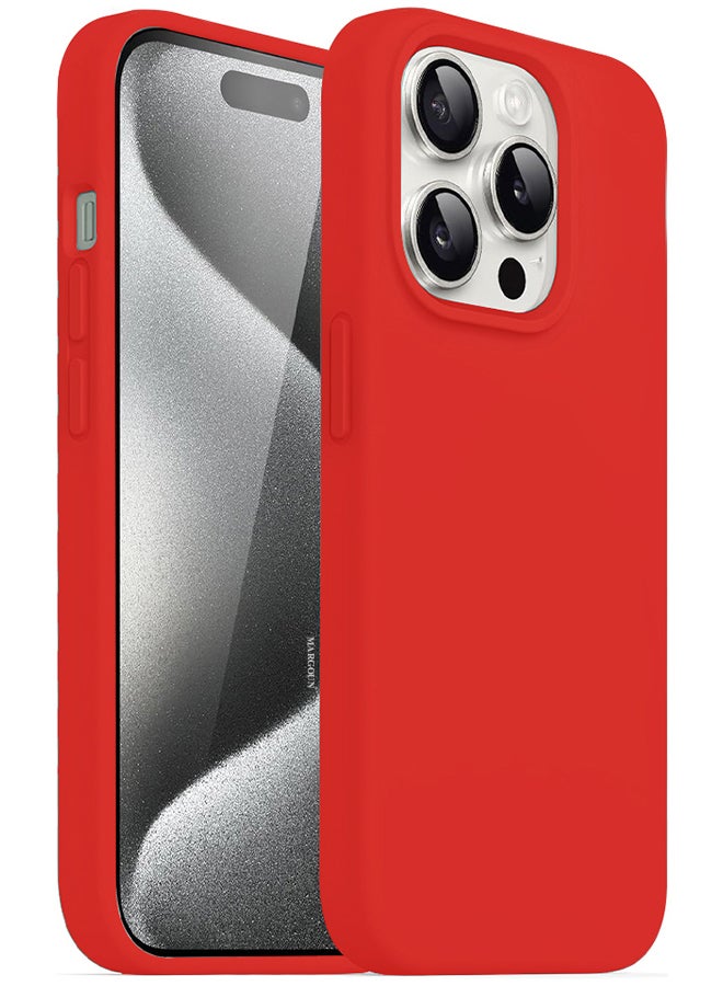 MARGOUN iPhone 15 Pro Silicone Case Cover With MagSafe Durable And Anti Scratch Back Cover Red - Image 2
