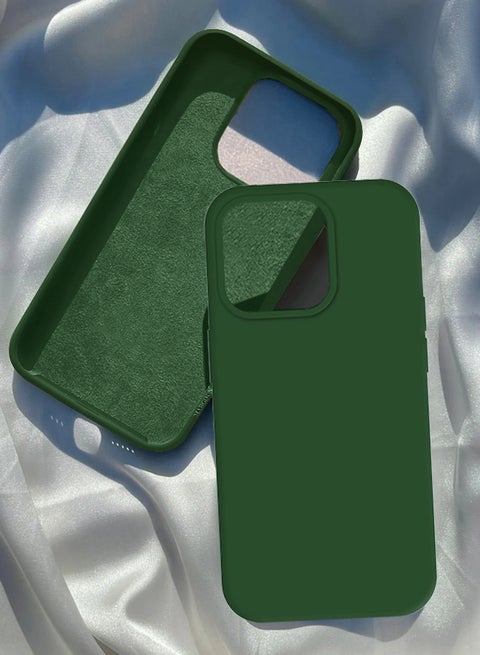 iPhone 15 Pro Max Silicone Case Cover With Mag Safe Durable And Anti Scratch Back Cover Green