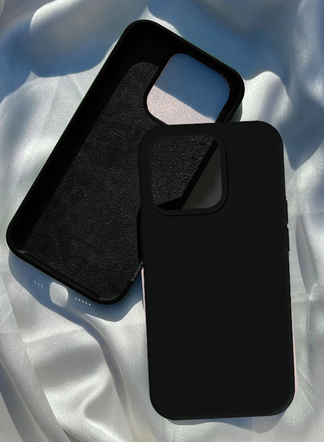 MARGOUN iPhone 15 Pro Max Silicone Case Cover With Mag Safe Durable And Anti Scratch Back Cover Black  - Image 1