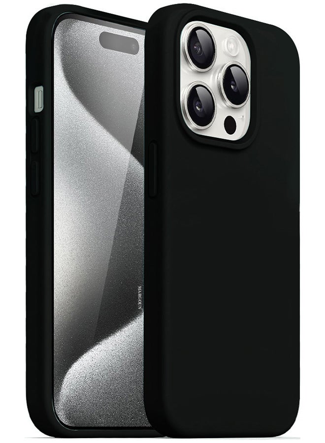 MARGOUN iPhone 15 Pro Max Silicone Case Cover With Mag Safe Durable And Anti Scratch Back Cover Black  - Image 2
