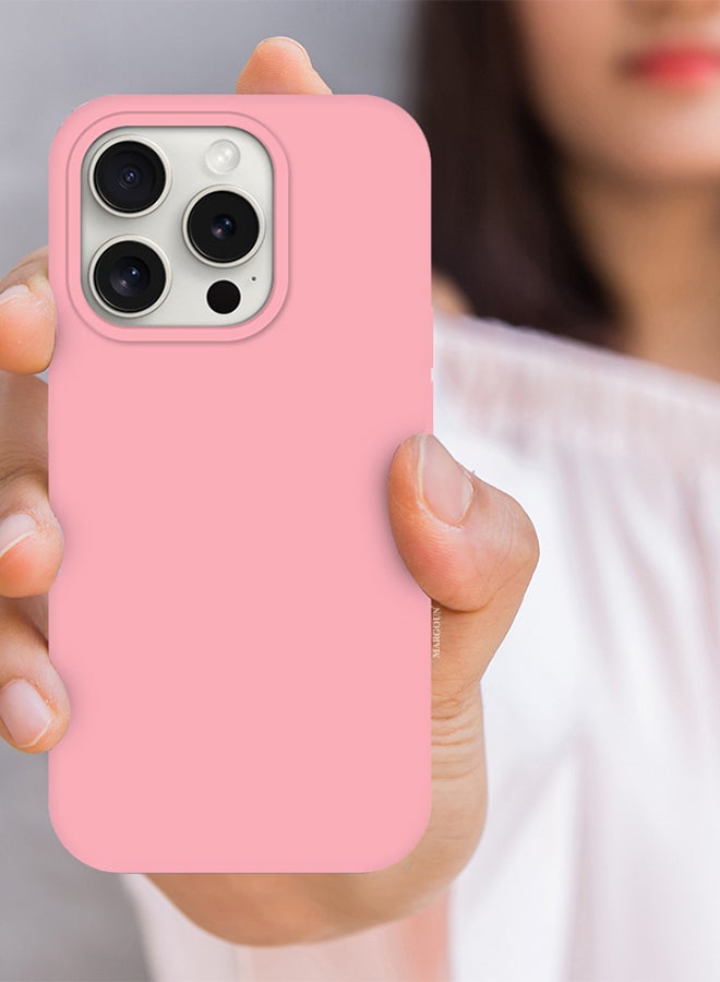 MARGOUN iPhone 15 Pro Max Silicone Case Cover With MagSafe Durable And Anti Scratch Back Cover Pink - Image 3