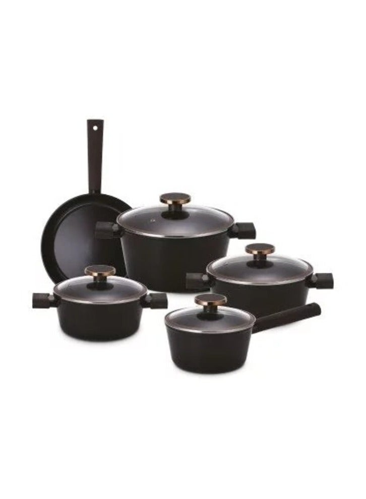 نيو فلام - طقم قدور سيراميك كوري 9 قطع نوبليس 18 cm ceramic pot with glass lid + 20 cm ceramic pot with glass lid + 24 cm ceramic pot with glass lid + 28 cm ceramic pot with glass lid + 24 cm ceramic frying pan - Image 1