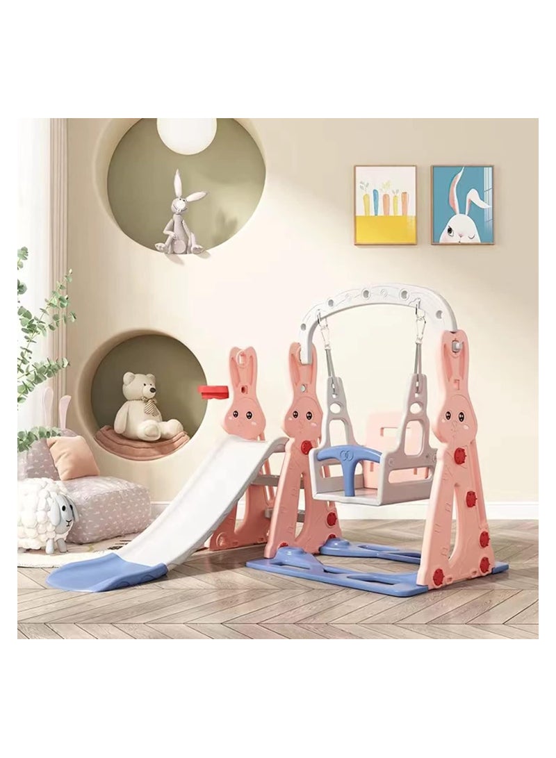 Rock Pow Kids Slide With Swing Toys Basketball Hoop 3 In 1 Outdoor Indoor Toys  - Image 2
