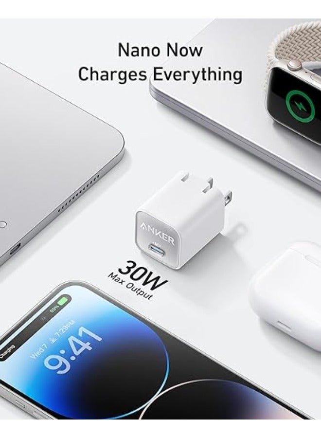 Anker USB C GaN Charger 30W, Anker 511 Charger (Nano 3), PIQ 3.0 Foldable PPS Fast Charger for iPhone 15/15 Pro/14/14 Pro Max/13, Galaxy, iPad (Cable Not Included) - Aurora White  - Image 3
