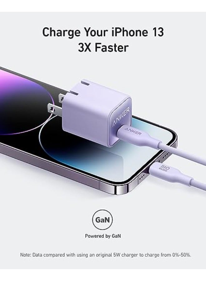 USB C GaN Charger 30W, Anker 511 Charger (Nano 3), PIQ 3.0 Foldable PPS Fast Charger for iPhone 15/15 Pro/14/14 Pro Max/13, Galaxy, iPad (Cable Not Included) - Aurora White