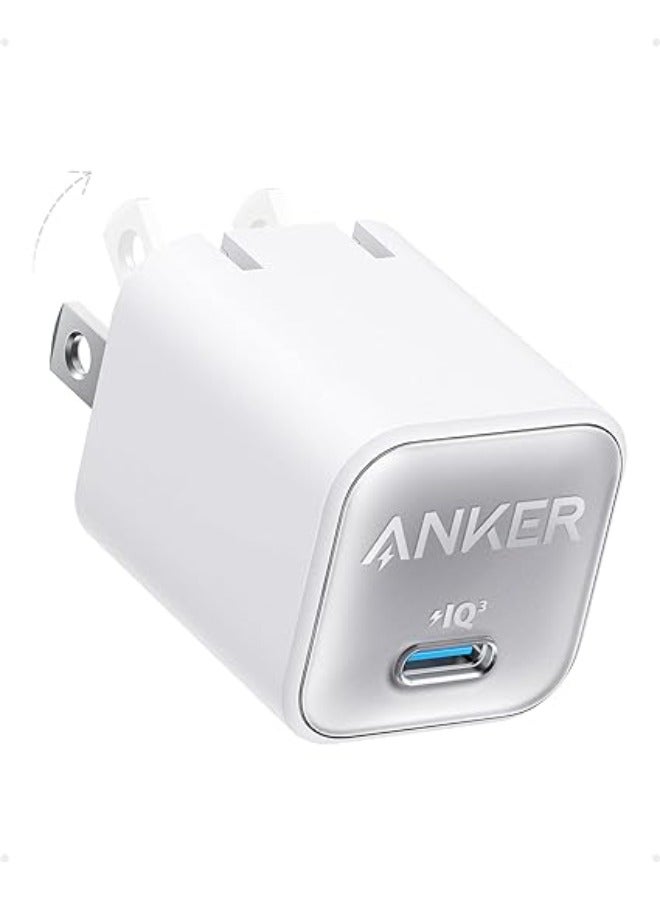 Anker USB C GaN Charger 30W, Anker 511 Charger (Nano 3), PIQ 3.0 Foldable PPS Fast Charger for iPhone 15/15 Pro/14/14 Pro Max/13, Galaxy, iPad (Cable Not Included) - Aurora White  - Image 1
