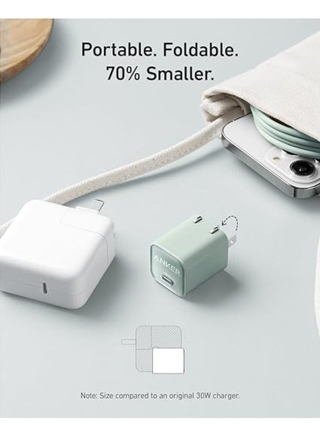 Anker USB C GaN Charger 30W, Anker 511 Charger (Nano 3), PIQ 3.0 Foldable PPS Fast Charger for iPhone 15/15 Pro/14/14 Pro Max/13, Galaxy, iPad (Cable Not Included) - Aurora White  - Image 2