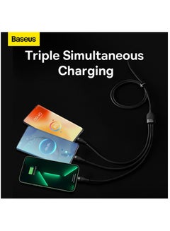 Baseus USB C Multi Charging Cable [1.5M] 3 In 1 Charging Cable Type C [100W]+Lightning[20W]+Micro[18W] For Samsung S23,iPad Pro, iPad Mini, MacBook Pro/Air/iPhone 15 Pro Max/Plus 14 13 12 11 Black  - Image 3