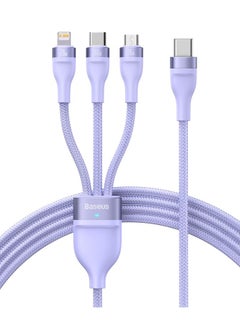 Baseus USB C Multi Charging Cable [1.5M] 3 In 1 Charging Cable Type C [100W]+Lightning[20W]+Micro[18W] For Samsung S23, iPad Pro, iPad Mini, MacBook Pro/Air/iPhone 15 Pro Max/Plus 14 13 12 11 Purple  - Image 1
