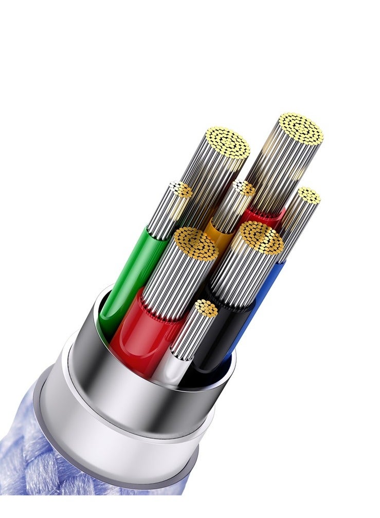 Baseus - USB C Multi Charging Cable [1.5M] 3 In 1 Charging Cable Type C [100W]+Lightning[20W]+Micro[18W] For Samsung S23, iPad Pro, iPad Mini, MacBook Pro/Air/iPhone 15 Pro Max/Plus 14 13 12 11 Purple - Image 1
