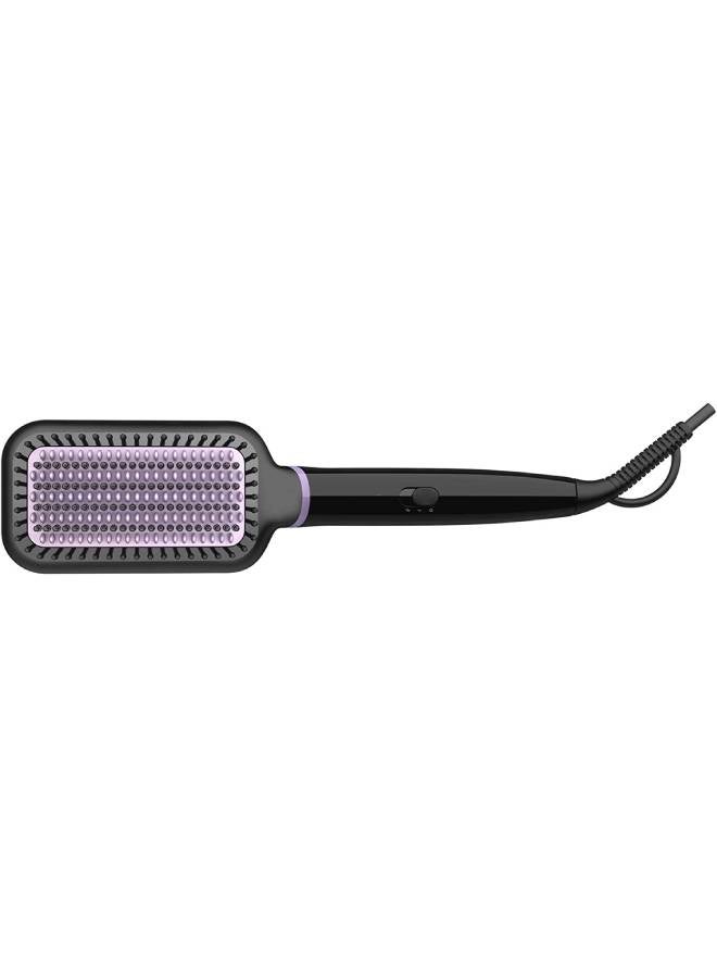 Philips - International Version StyleCare Essential Heated Straightening Brush With 2 PIN BHH880/00 Black/Purple Black/Purple - Image 1