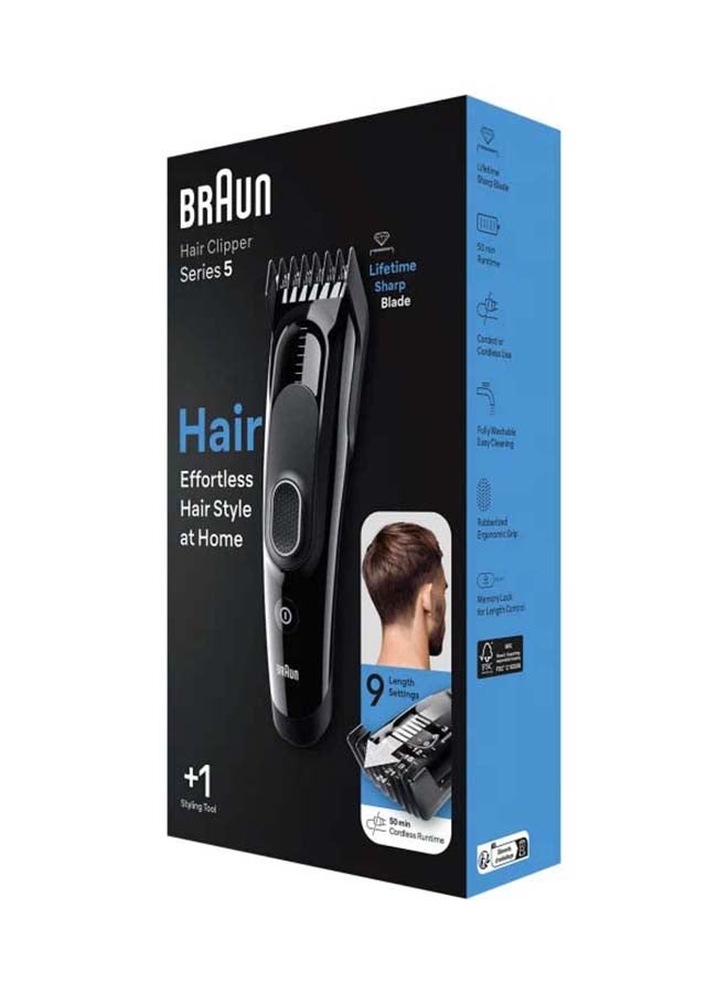 BRAUN Hair Clipper Series 5, Hair Clippers For Men With 9 Lenght Settings HC5310 Black  - Image 3